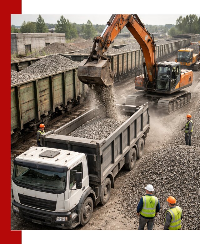 Железнодорожный щебень фракция 25–60 для поставок в Беслане