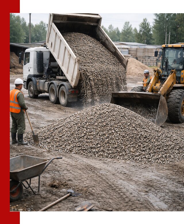 Мытый гравий с доставкой в Беслане от карьера до участка