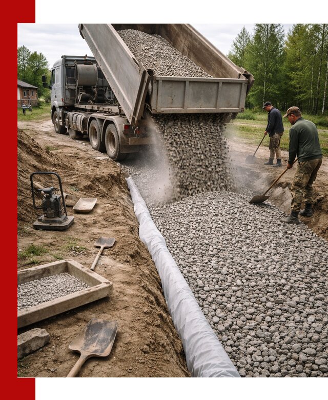 Гравий для дренажа с доставкой в Беслане качественный и недорогой