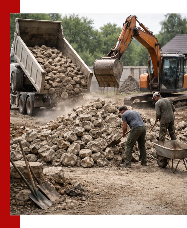 Доставка и разгрузка бутового камня в Беслане