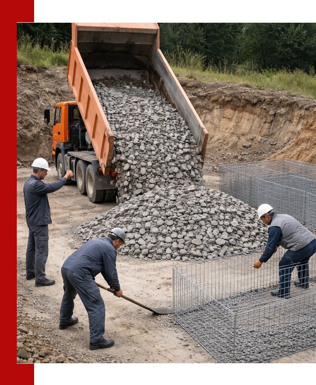 Камень для габионов с доставкой в Беслане быстро и надёжно