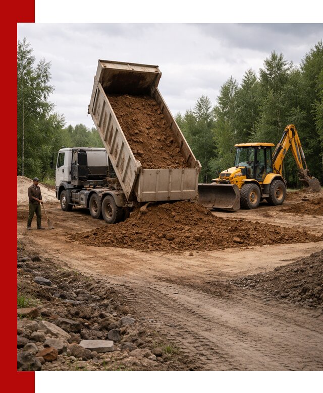 Доставка суглинка самосвалами в Беслане подсыпка и планировка