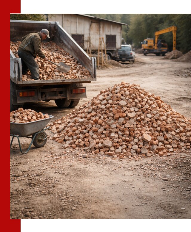 Доставка и подушка из боя кирпича с разгрузкой в Беслане