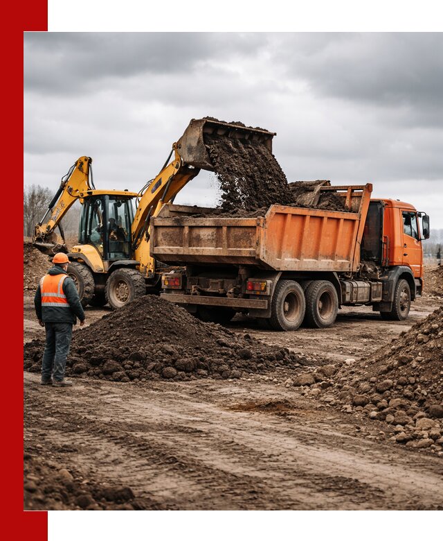 Вывоз грунта и строительного мусора в Беслане грузовыми самосвалами