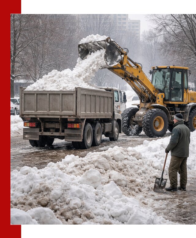 Вывоз снега грузовой техникой в Беслане оперативно и чисто