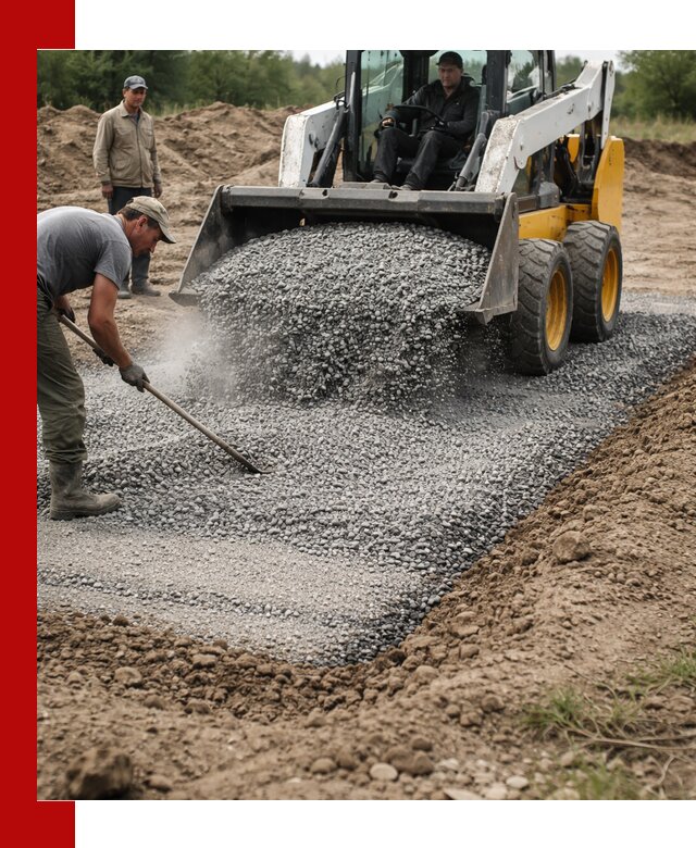 Устройство щебеночной подушки в Беслане для дорог и фундаментов